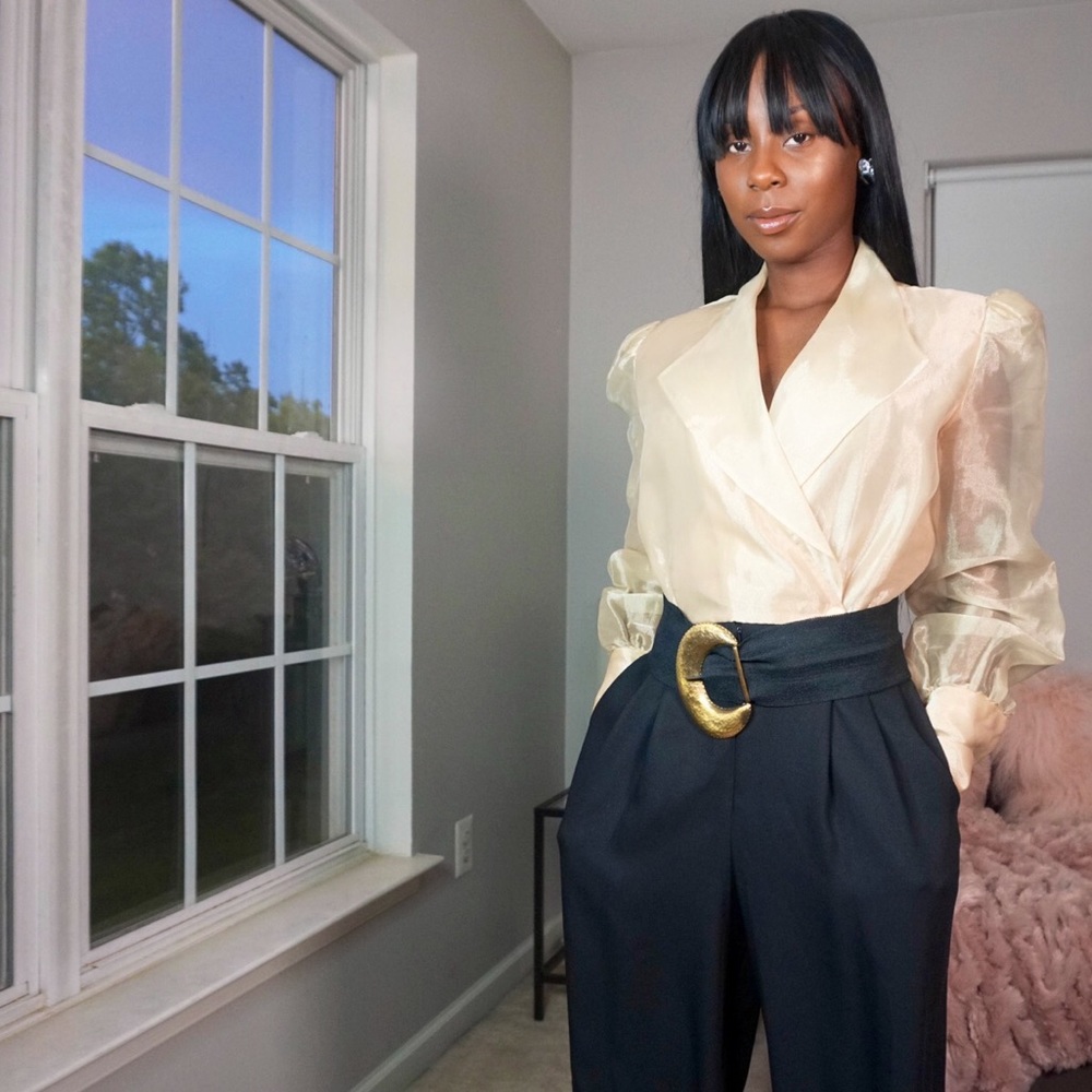 1990s Vintage Jumpsuit w/Sheer Sleeves
